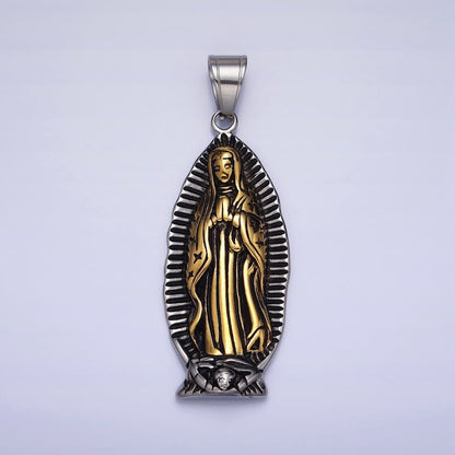 Stainless Steel Mother Virgin Mary Lady Guadalupe Mixed Metal Religious Pendant | P1156