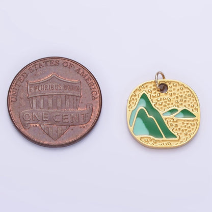 Stainless Steel Mountain Charm Enamel Earth Jewelry Pendant | P1007