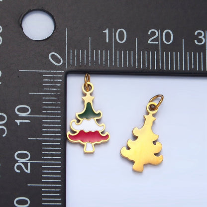 Stainless Steel Multicolor Enamel Christmas Tree Holiday Charm | P1385
