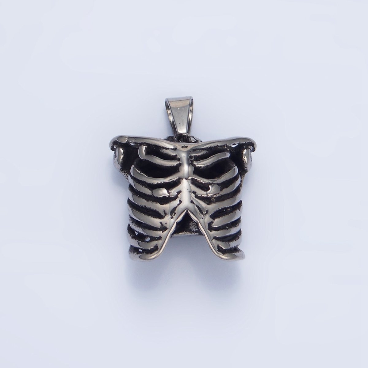 Stainless Steel Multidimensional Women, Men Human Anatomy Skeleton Rib Oxidized Silver Pendant | P1509 P1510