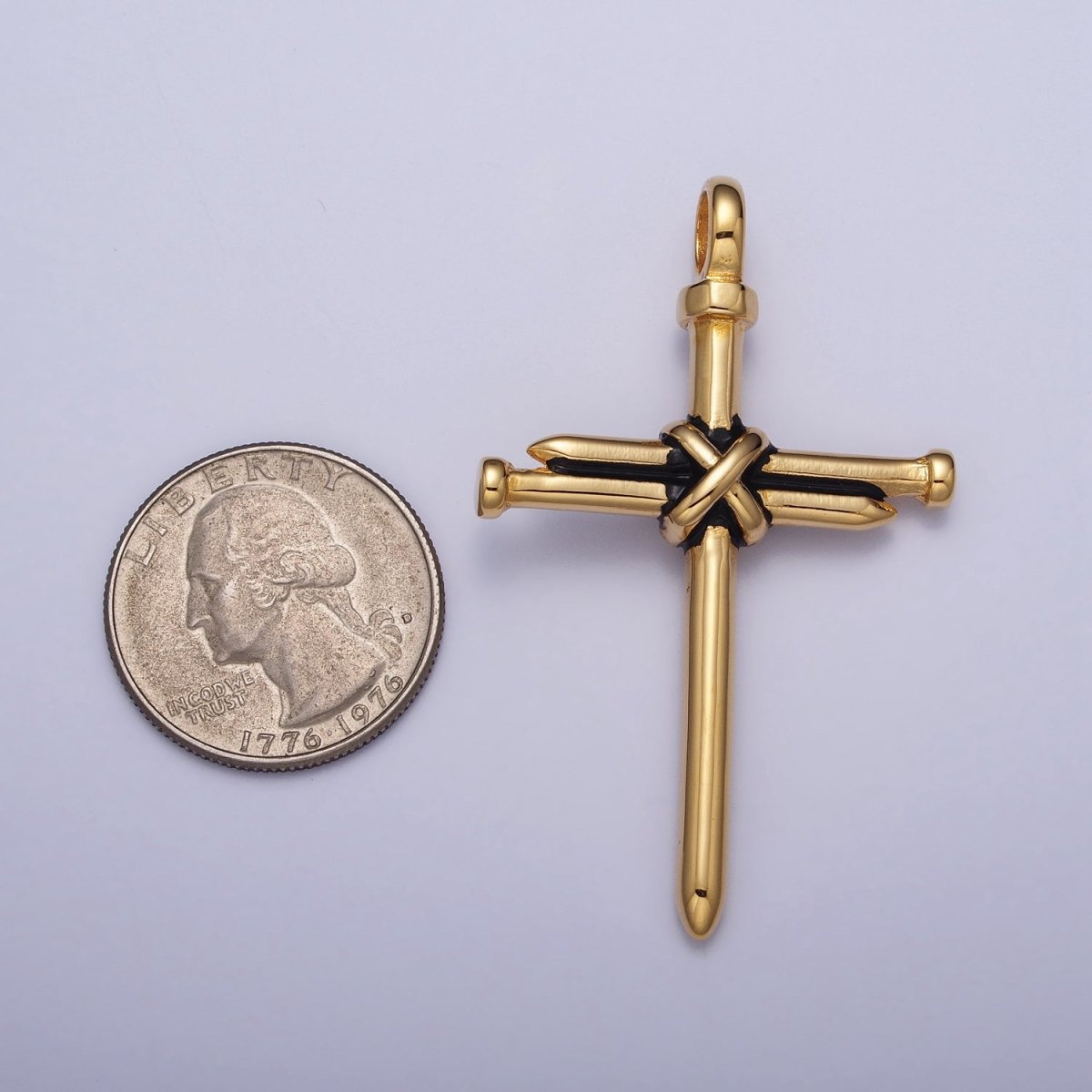 Stainless Steel Nail Tied Cross Pendant in Gold &amp; Silver | P-1098