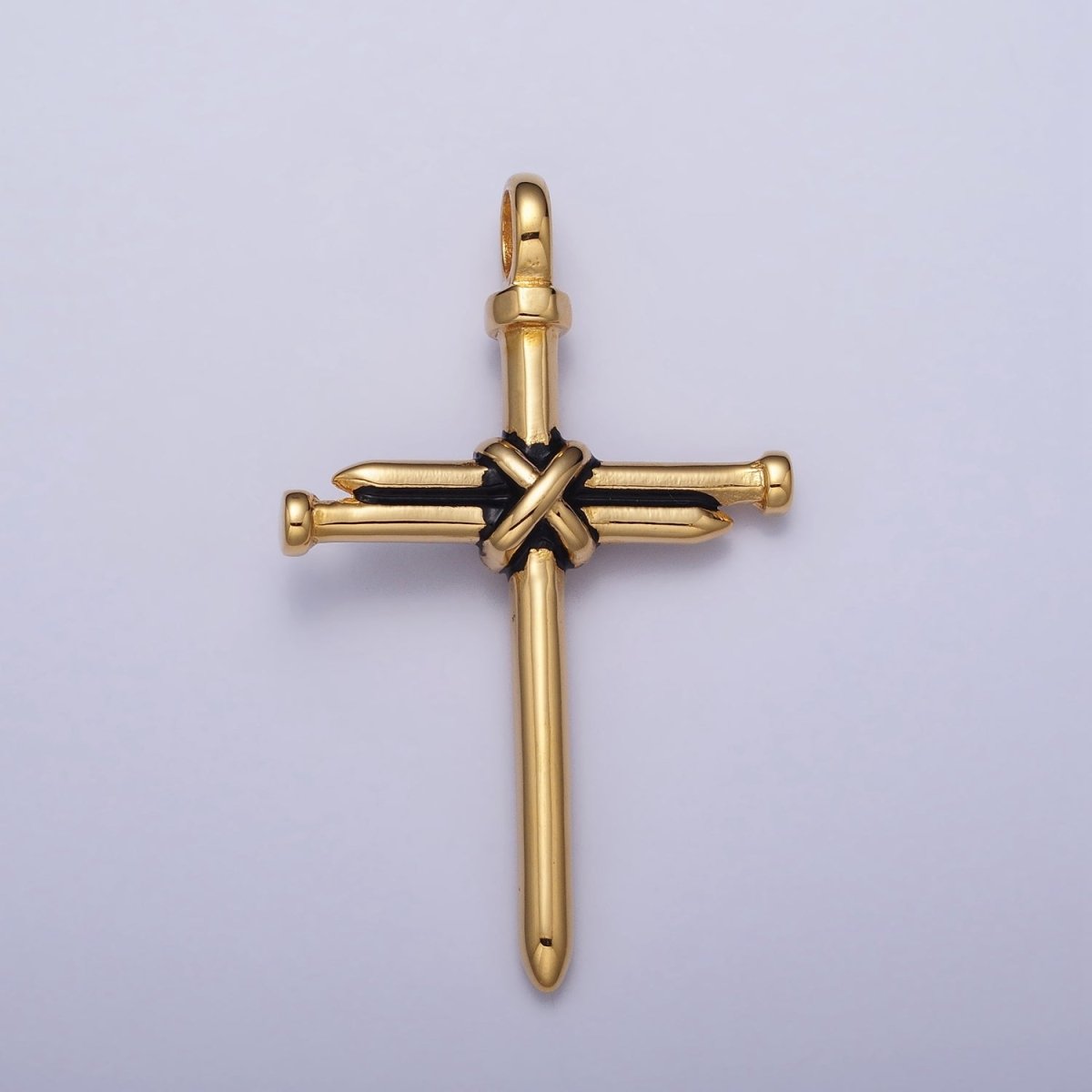 Stainless Steel Nail Tied Cross Pendant in Gold &amp; Silver | P-1098