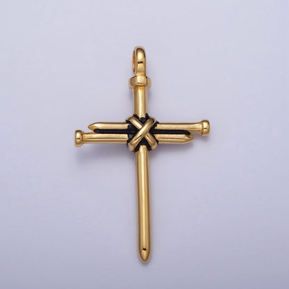 Stainless Steel Nail Tied Cross Pendant in Gold &amp; Silver | P-1098