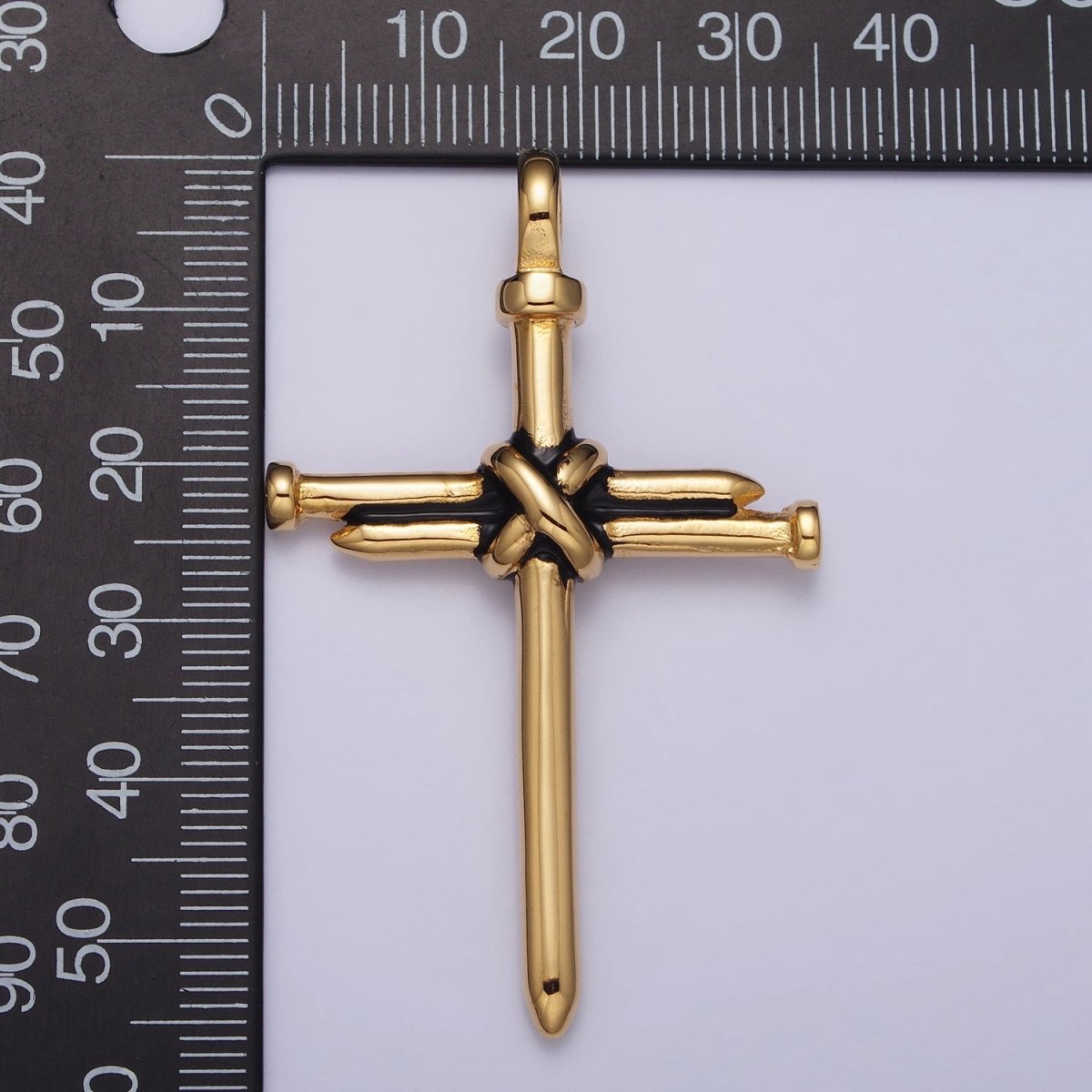 Stainless Steel Nail Tied Cross Pendant in Gold &amp; Silver | P-1098