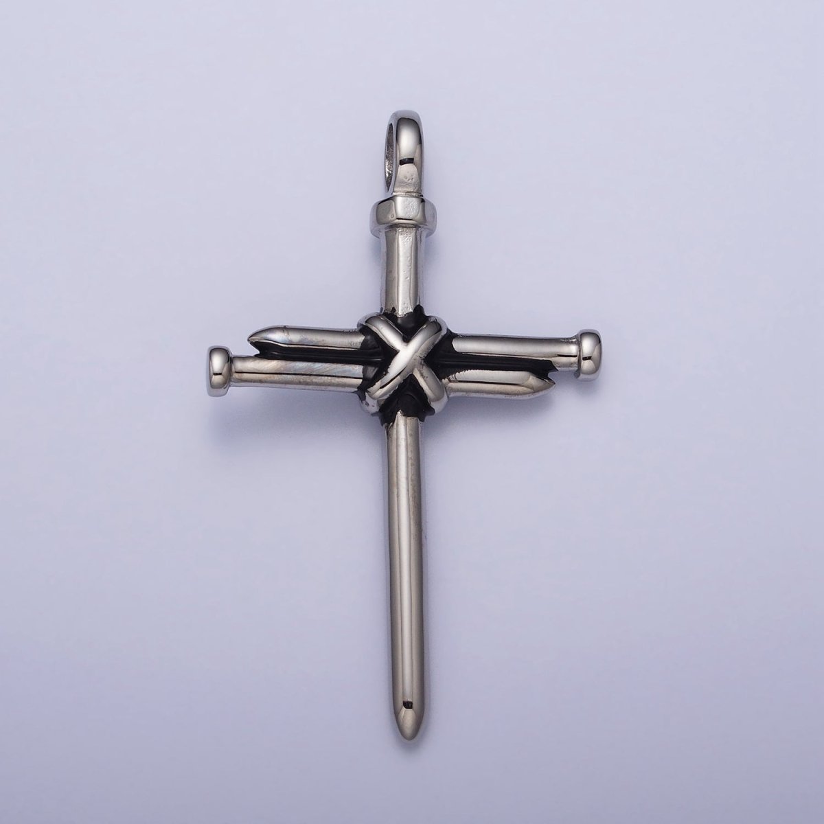 Stainless Steel Nail Tied Cross Pendant in Gold &amp; Silver | P-1098