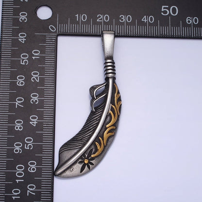 Stainless Steel Nature Flower Leaf Nature Mixed Metal Pendant J-809