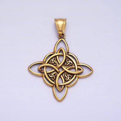 Stainless Steel Norse Multiple Triquetra Celtic Knot Cross Silver, Gold Pendant | P-1129