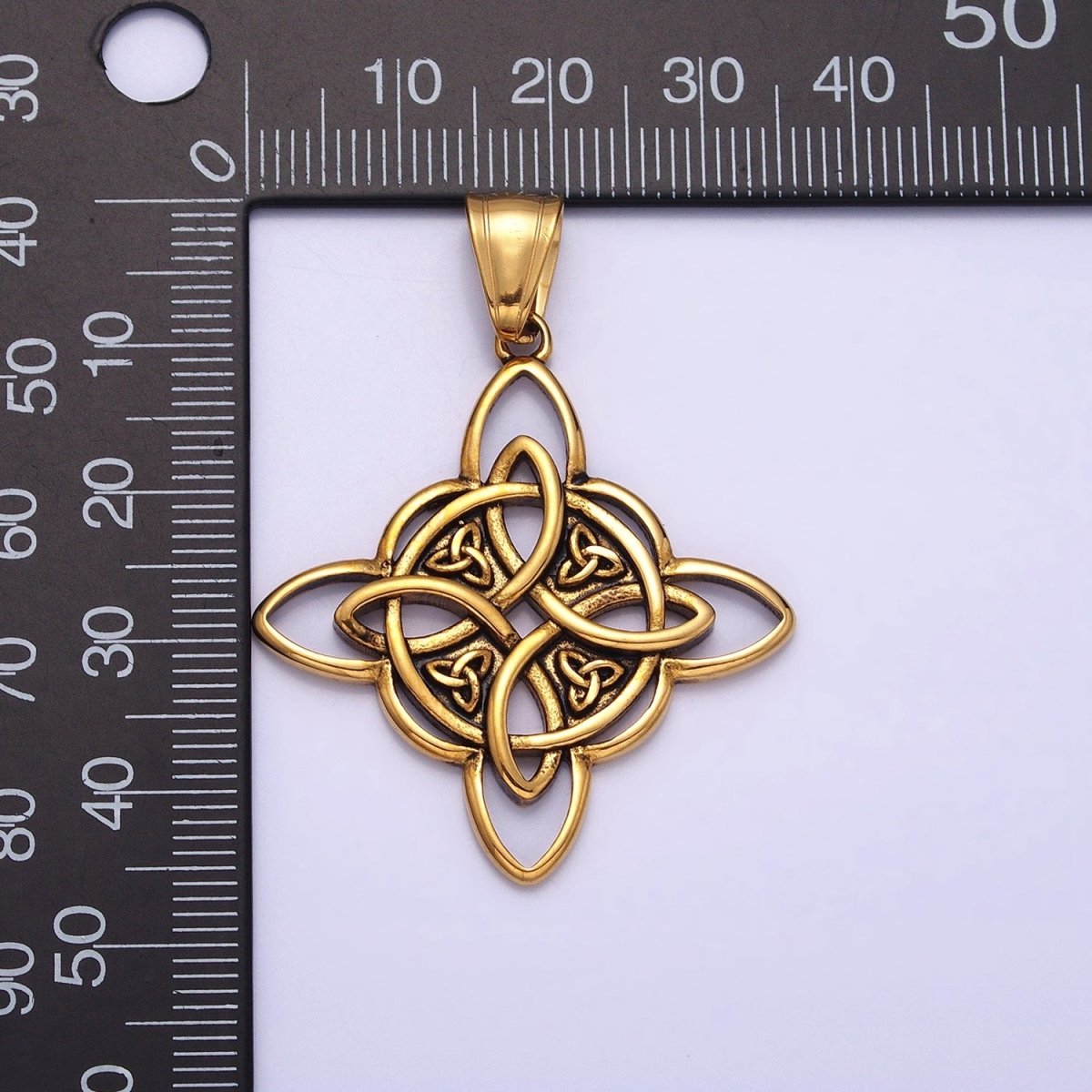 Stainless Steel Norse Multiple Triquetra Celtic Knot Cross Silver, Gold Pendant | P-1129