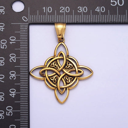 Stainless Steel Norse Multiple Triquetra Celtic Knot Cross Silver, Gold Pendant | P-1129