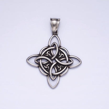 Stainless Steel Norse Multiple Triquetra Celtic Knot Cross Silver, Gold Pendant | P-1129