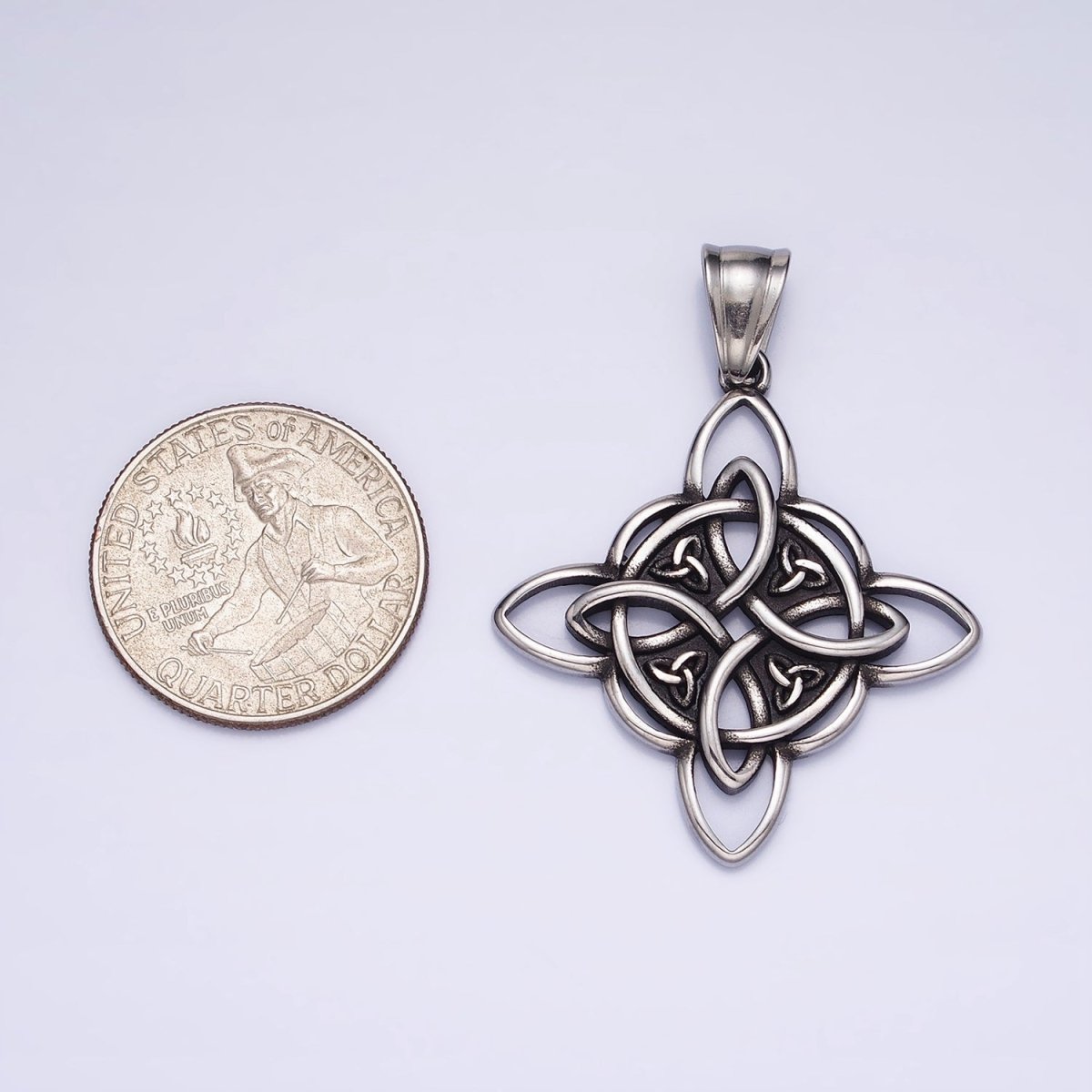 Stainless Steel Norse Multiple Triquetra Celtic Knot Cross Silver, Gold Pendant | P-1129