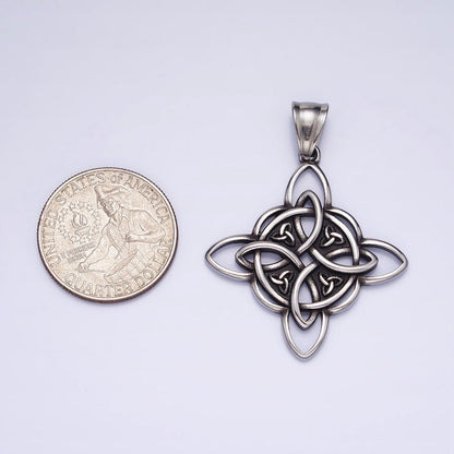 Stainless Steel Norse Multiple Triquetra Celtic Knot Cross Silver, Gold Pendant | P-1129