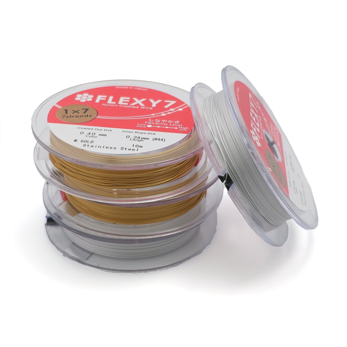 Stainless Steel Nylon Coated Flexible Wire Findings by 10 Meters in Gold &amp; Silver | SP-014