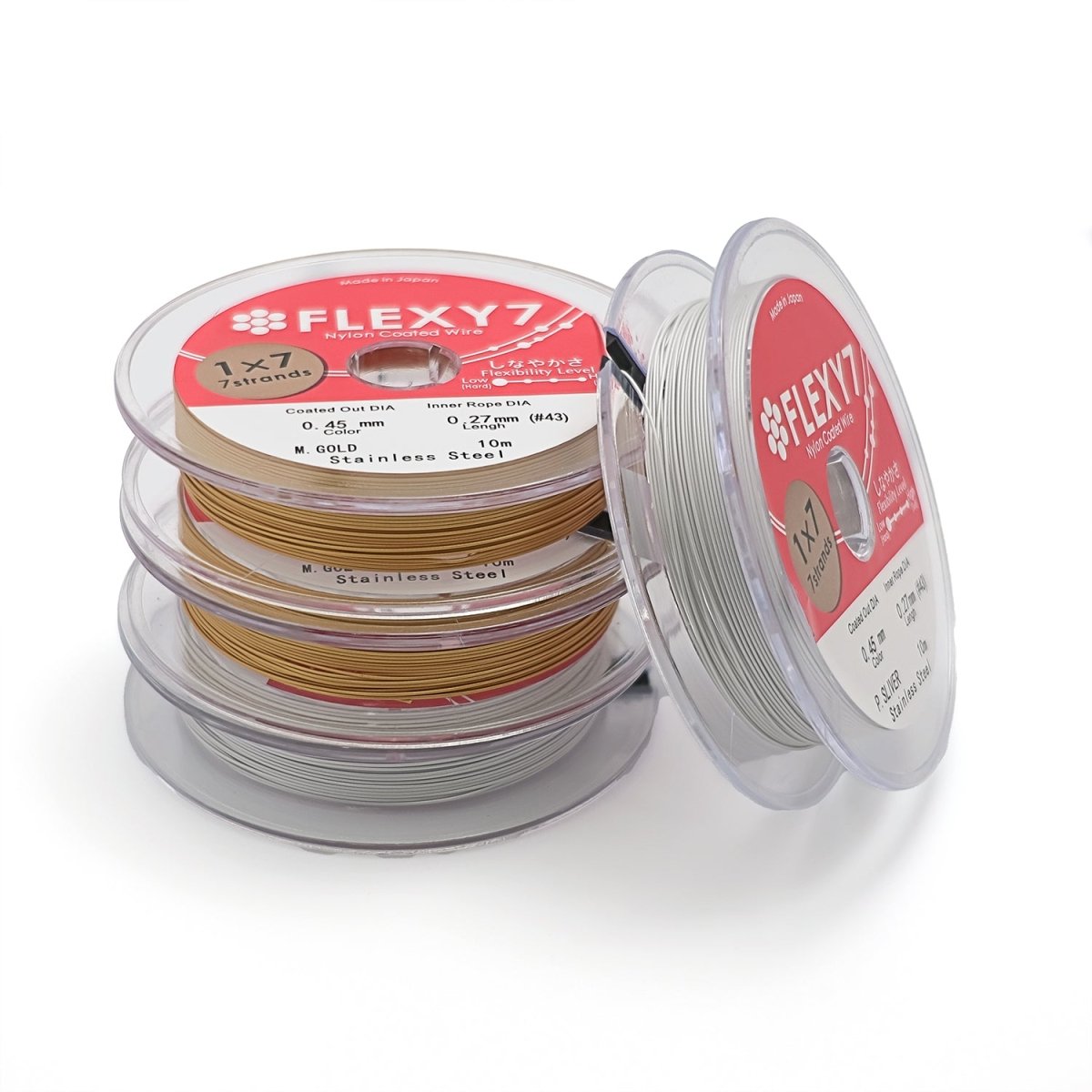 Stainless Steel Nylon Coated Flexible Wire Findings by 10 Meters in Gold &amp; Silver | SP-014