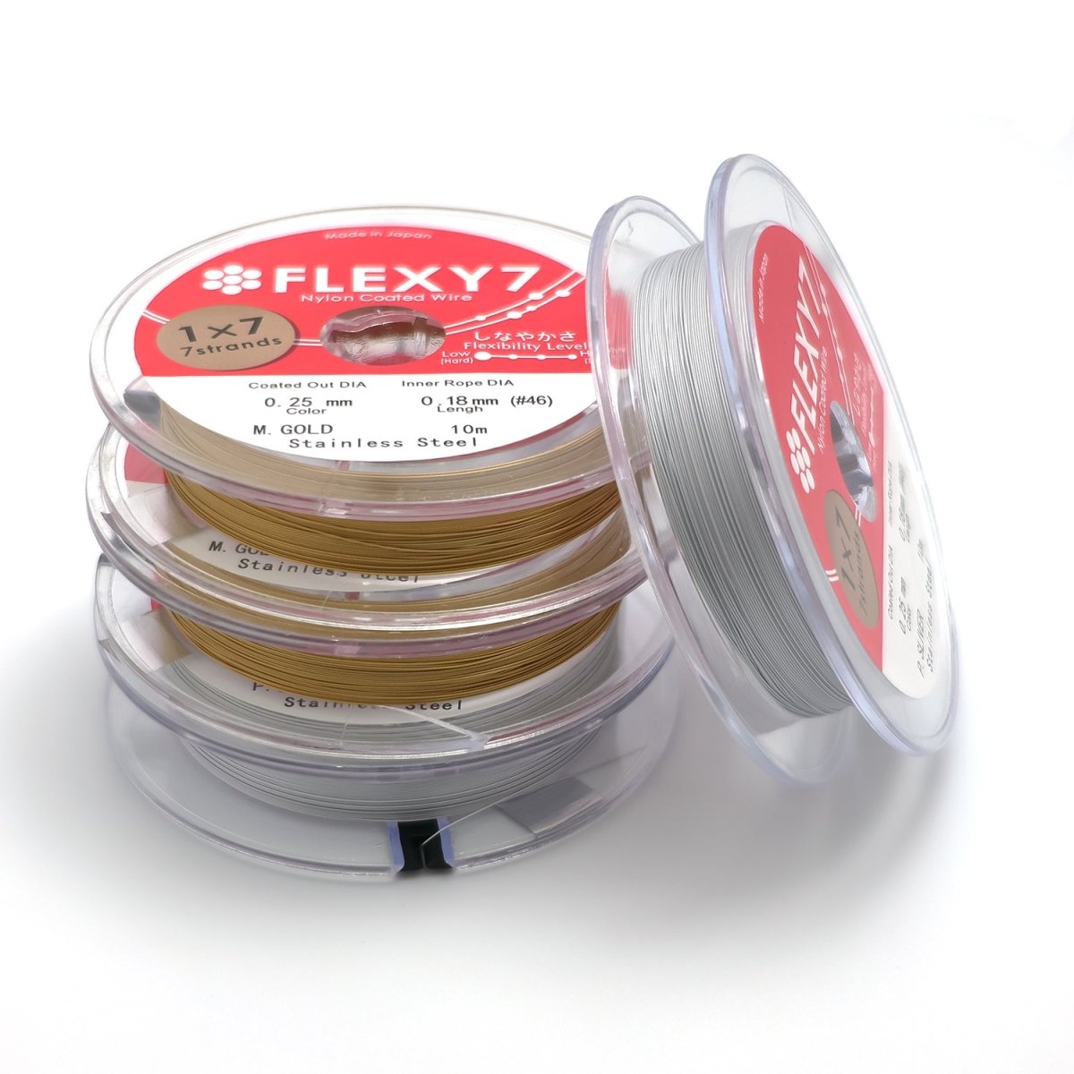 Stainless Steel Nylon Coated Flexible Wire Findings by 10 Meters in Gold &amp; Silver | SP-014