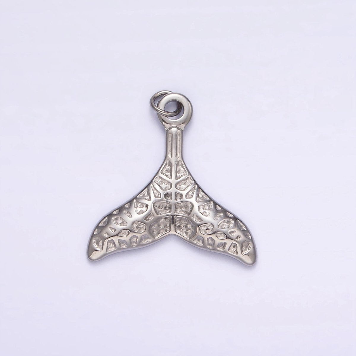 Stainless Steel Ocean Animal Whale Tail Textured Charm in Gold &amp; Silver | P1267
