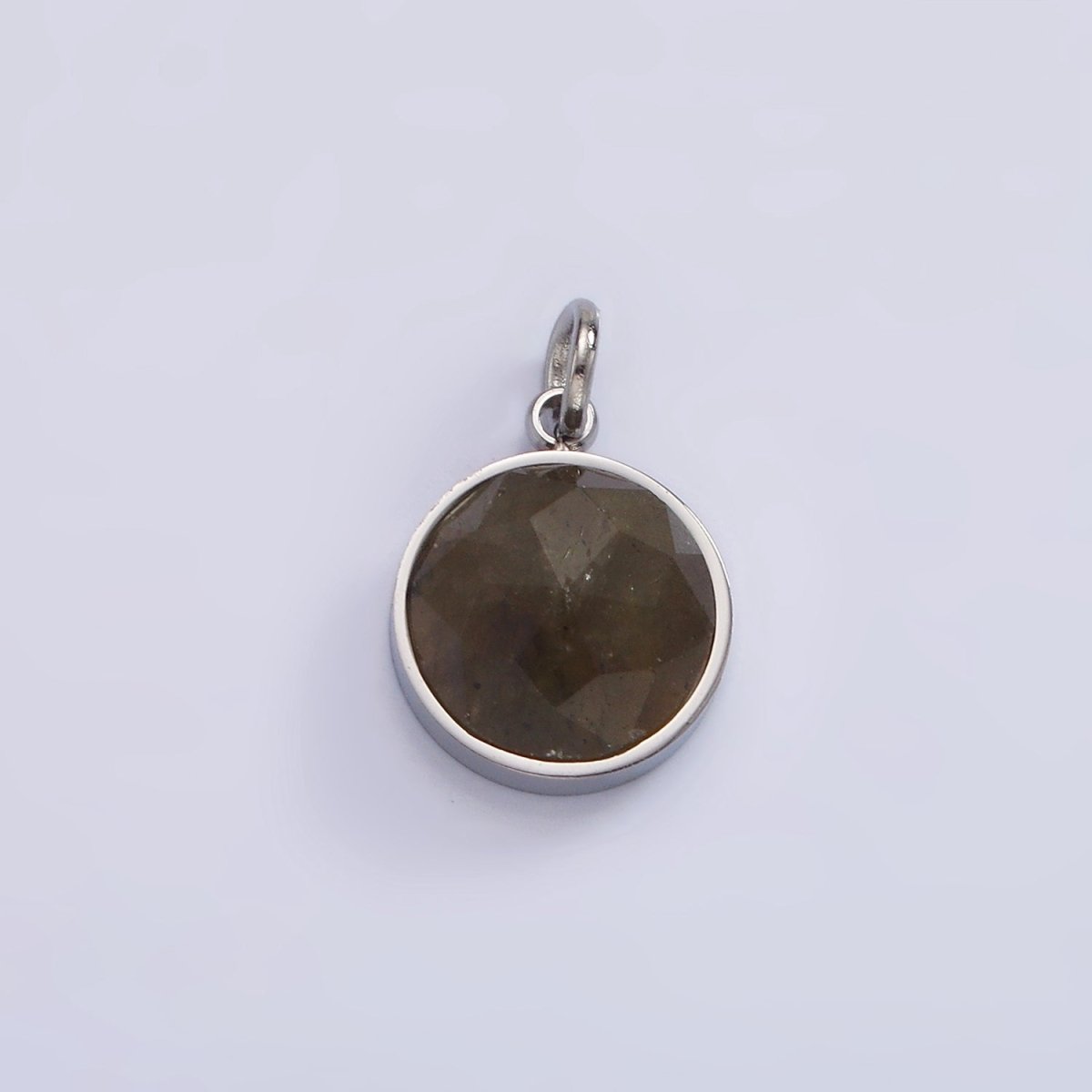 Stainless Steel Onyx, Tiger Eye, Amazonite, Clear Quartz Multifaceted Round Charm in Gold &amp; Silver | P1333 - P1336