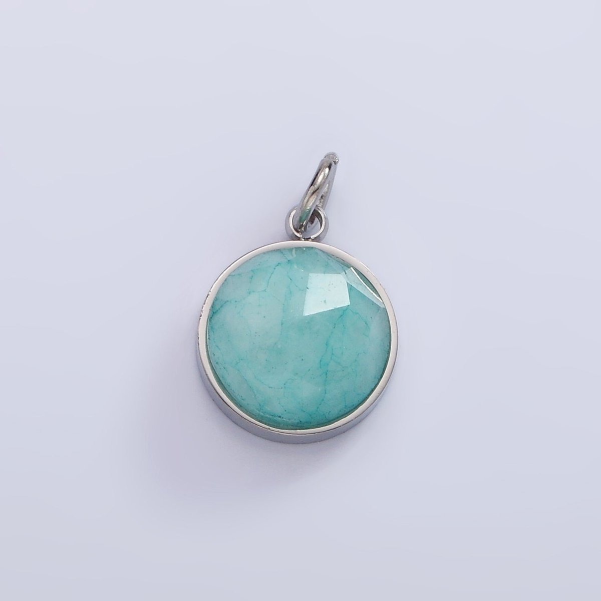 Stainless Steel Onyx, Tiger Eye, Amazonite, Clear Quartz Multifaceted Round Charm in Gold &amp; Silver | P1333 - P1336