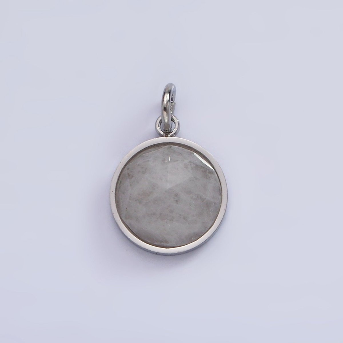 Stainless Steel Onyx, Tiger Eye, Amazonite, Clear Quartz Multifaceted Round Charm in Gold &amp; Silver | P1333 - P1336