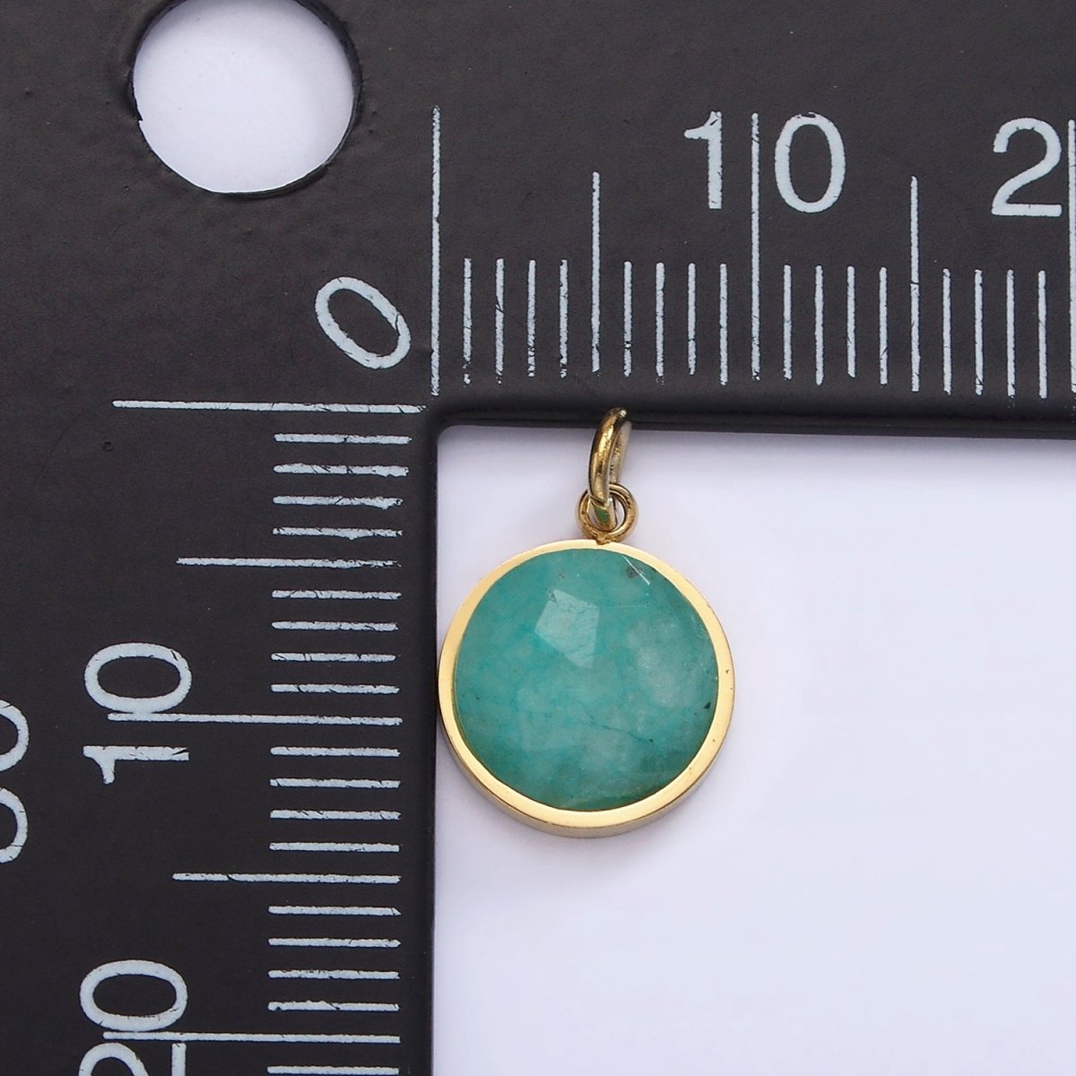 Stainless Steel Onyx, Tiger Eye, Amazonite, Clear Quartz Multifaceted Round Charm in Gold &amp; Silver | P1333 - P1336
