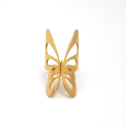 Stainless Steel Open Butterfly Ring in Gold &amp; Silver | RINGS-00264