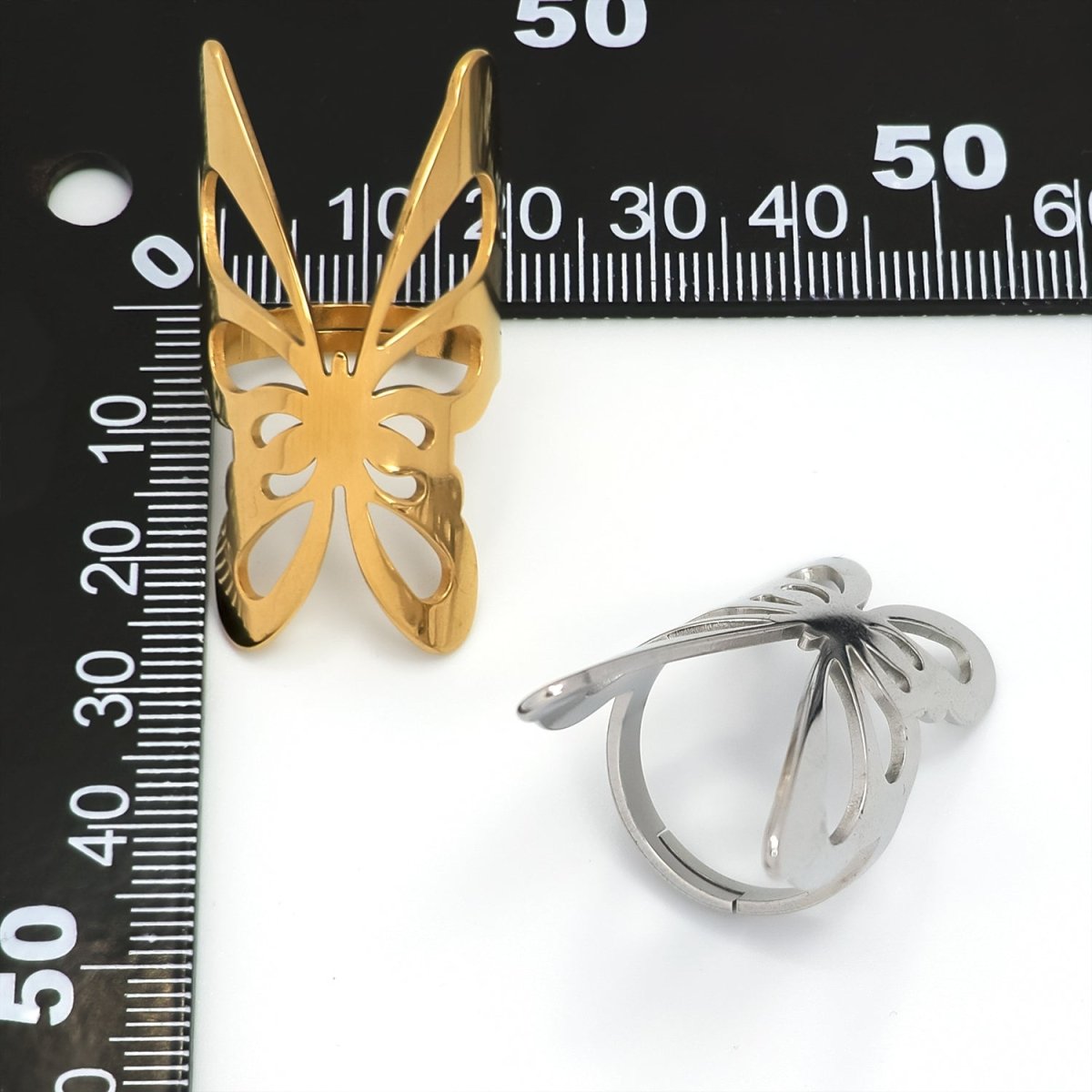 Stainless Steel Open Butterfly Ring in Gold &amp; Silver | RINGS-00264