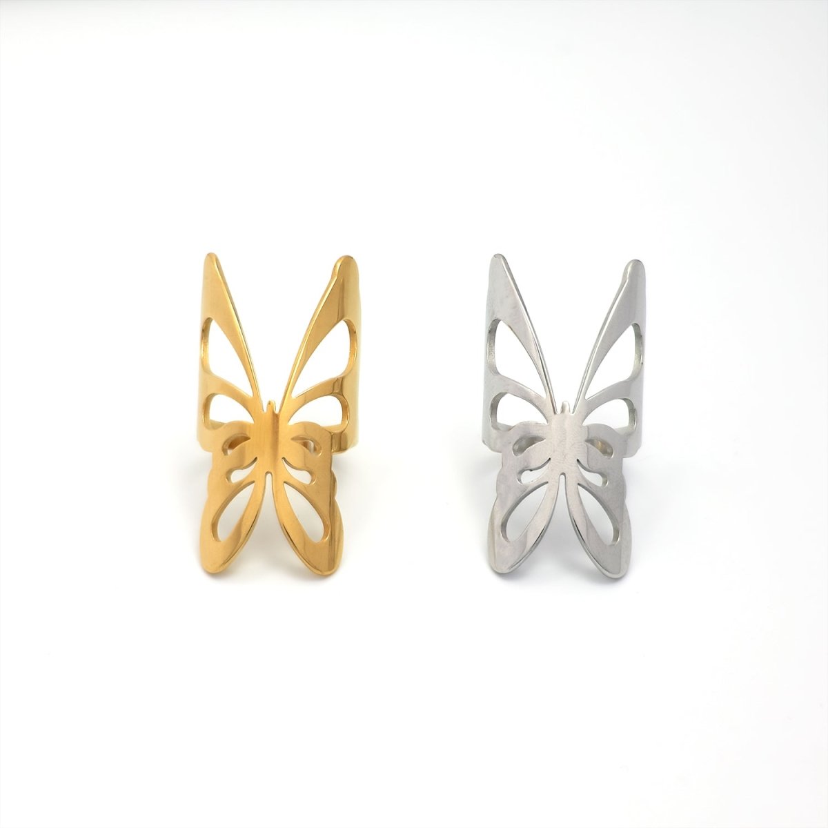 Stainless Steel Open Butterfly Ring in Gold &amp; Silver | RINGS-00264