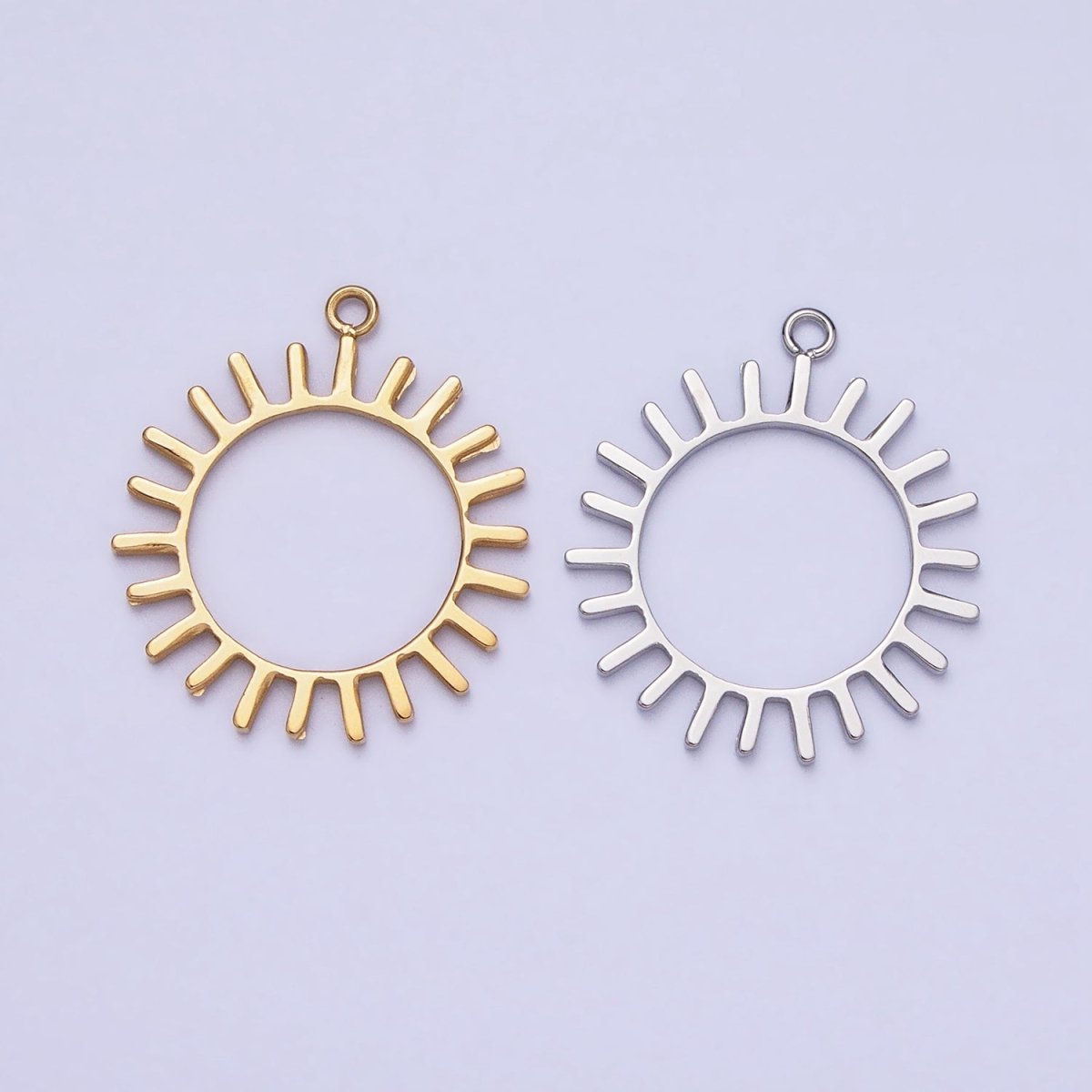 Stainless Steel Open Celestial Sun Geometric Add-On Charm in Gold &amp; Silver | P-897