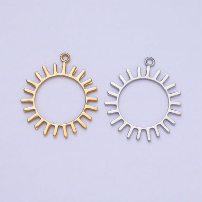 Stainless Steel Open Celestial Sun Geometric Add-On Charm in Gold &amp; Silver | P-897