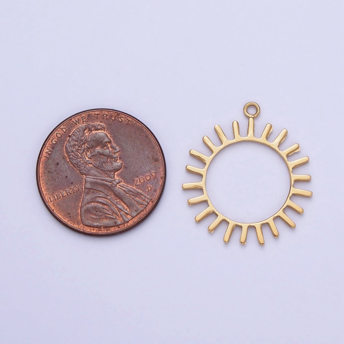 Stainless Steel Open Celestial Sun Geometric Add-On Charm in Gold &amp; Silver | P-897
