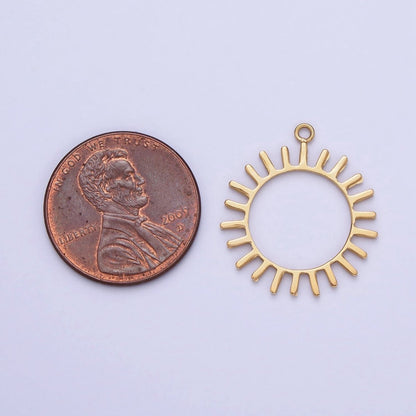 Stainless Steel Open Celestial Sun Geometric Add-On Charm in Gold &amp; Silver | P-897