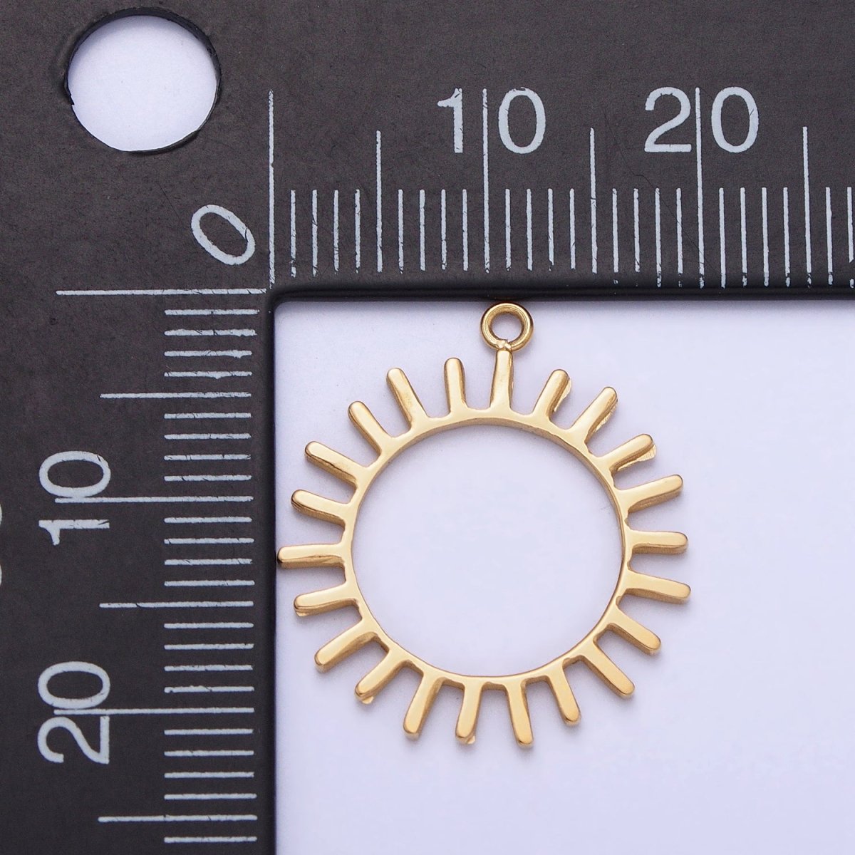 Stainless Steel Open Celestial Sun Geometric Add-On Charm in Gold &amp; Silver | P-897