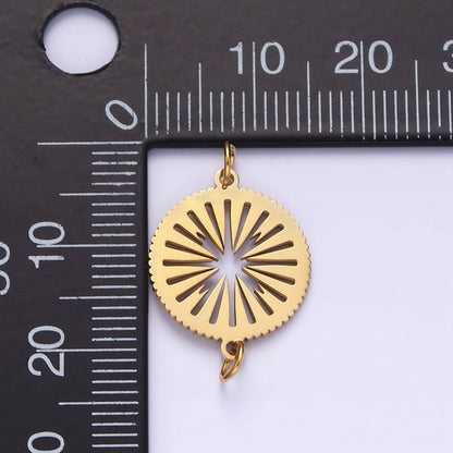 Stainless Steel Open Ray Lined Geometric Open Round Connector | P1355