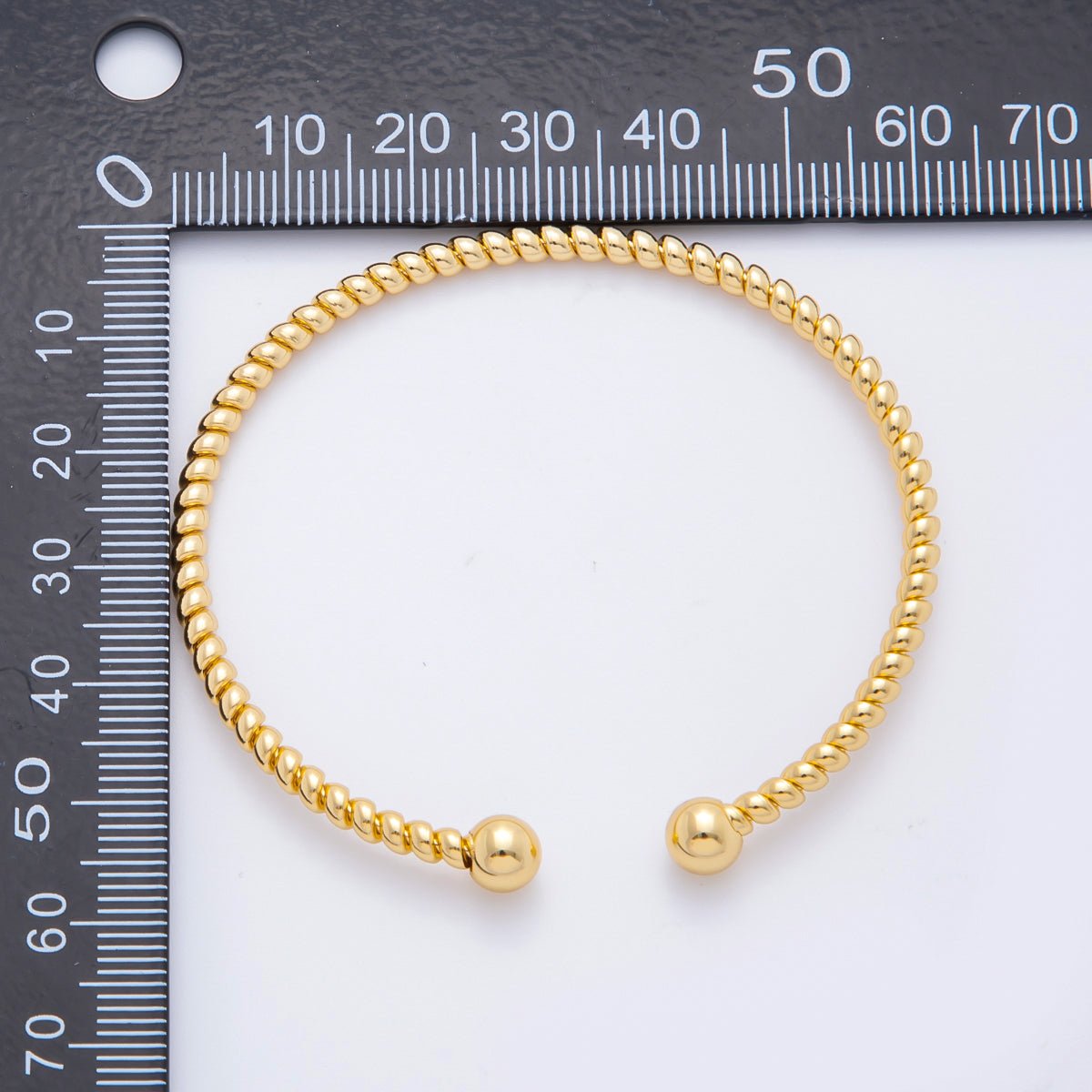 Gold Stainless Steel Minimalist Twisted Rope Round Cuff Bangle Bracelet | WA-3469