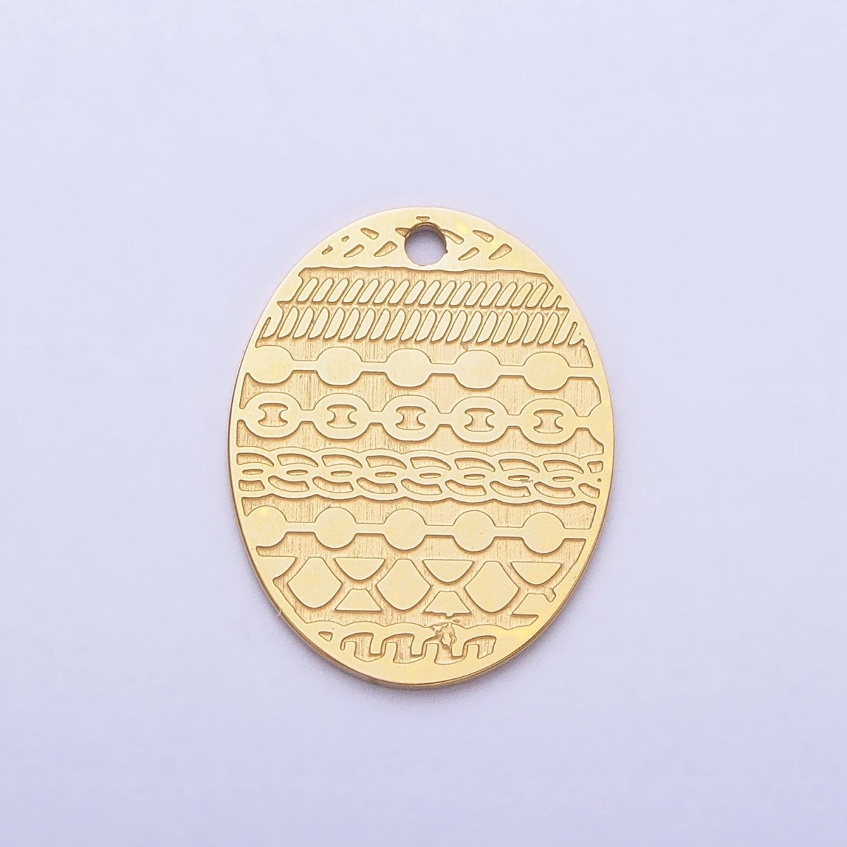 Stainless Steel Oval Multiple Chains Engraved Charm in Gold &amp; Silver | P-895