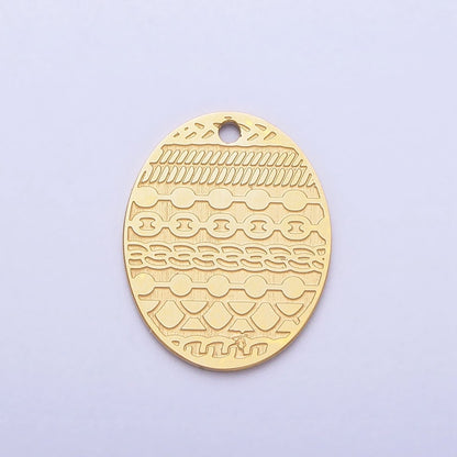 Stainless Steel Oval Multiple Chains Engraved Charm in Gold &amp; Silver | P-895