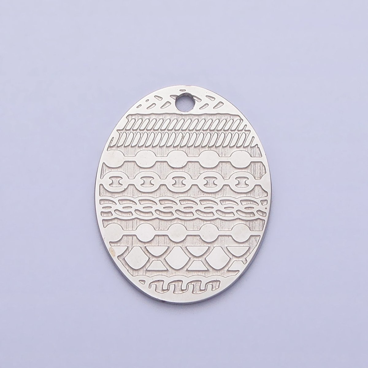 Stainless Steel Oval Multiple Chains Engraved Charm in Gold &amp; Silver | P-895