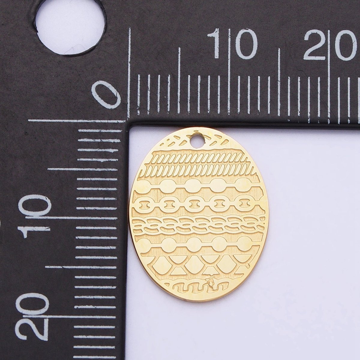 Stainless Steel Oval Multiple Chains Engraved Charm in Gold &amp; Silver | P-895