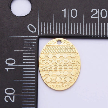 Stainless Steel Oval Multiple Chains Engraved Charm in Gold &amp; Silver | P-895