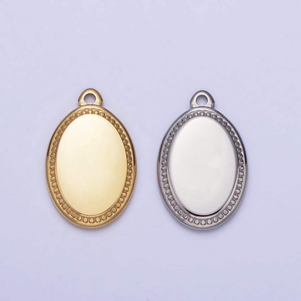 Stainless Steel Oval Oblong Minimalist Add-On Charm in Gold &amp; Silver | P-906