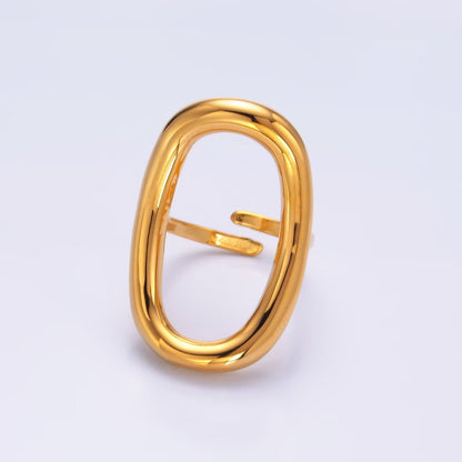 Stainless Steel Oval Oblong Minimalist Band Ring | O588