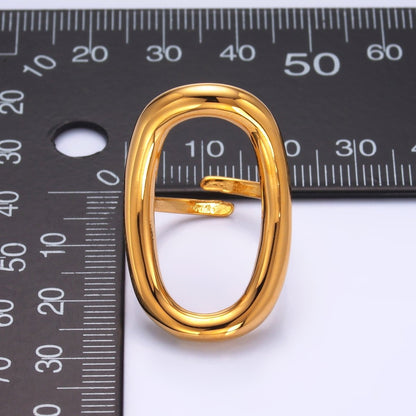 Stainless Steel Oval Oblong Minimalist Band Ring | O588