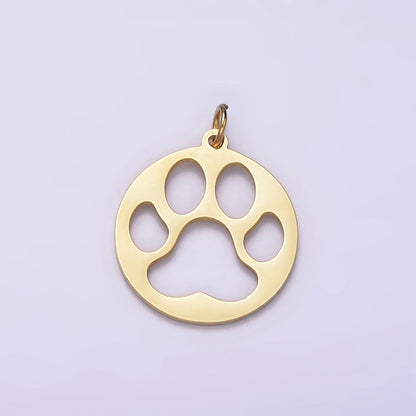 Stainless Steel Pawprint Animal Open Round Charm | P1237