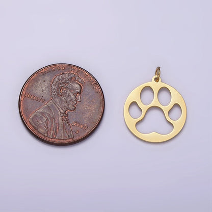 Stainless Steel Pawprint Animal Open Round Charm | P1237