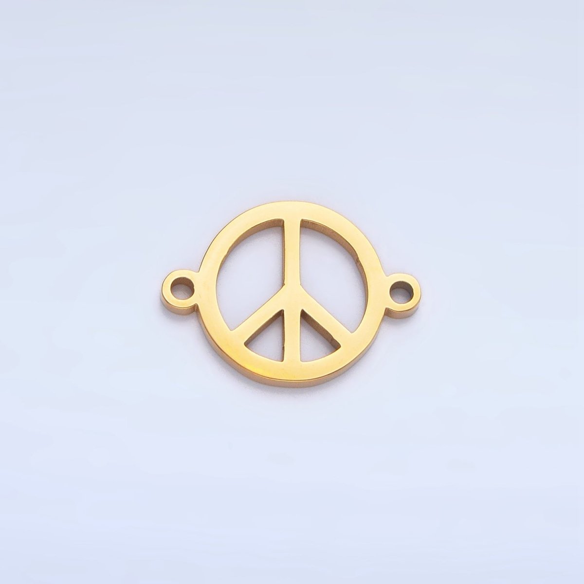Stainless Steel Peace Sign Symbol Charm Connector in Gold &amp; Silver | G-462