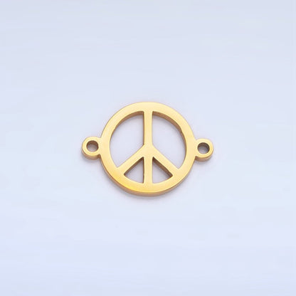 Stainless Steel Peace Sign Symbol Charm Connector in Gold &amp; Silver | G-462