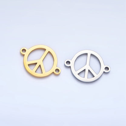 Stainless Steel Peace Sign Symbol Charm Connector in Gold &amp; Silver | G-462