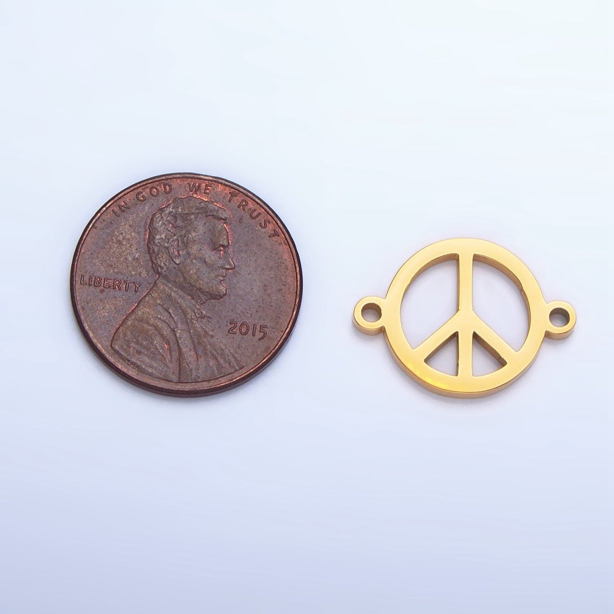 Stainless Steel Peace Sign Symbol Charm Connector in Gold &amp; Silver | G-462