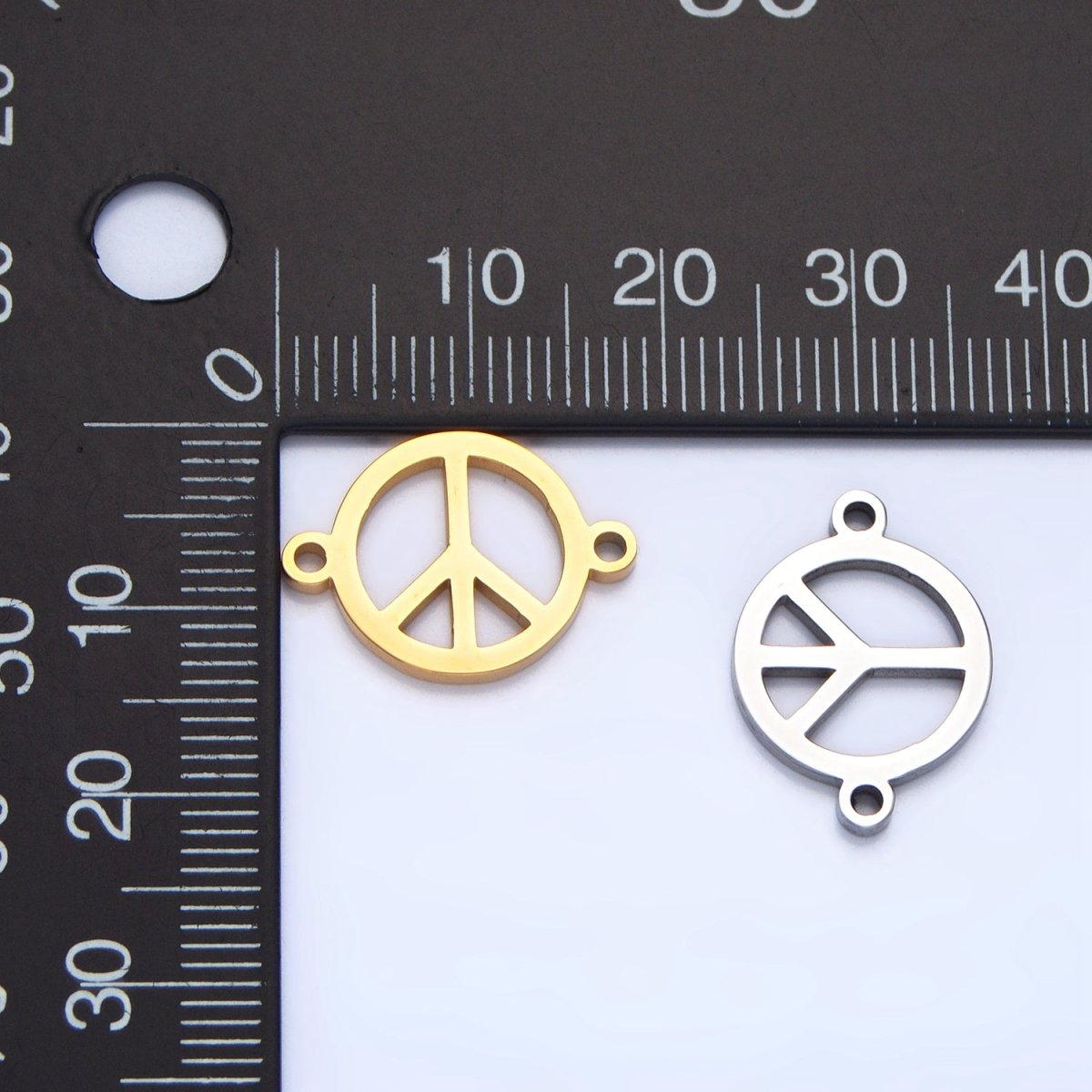 Stainless Steel Peace Sign Symbol Charm Connector in Gold &amp; Silver | G-462