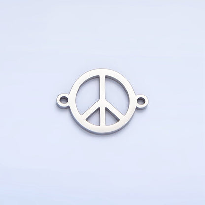 Stainless Steel Peace Sign Symbol Charm Connector in Gold &amp; Silver | G-462